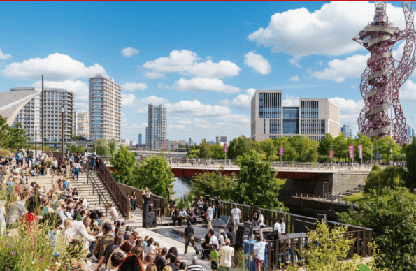 Image of crowd on East Bank public realm