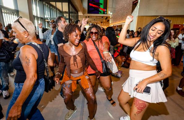 People dance on The Dance Floor at The Music is Black Festival