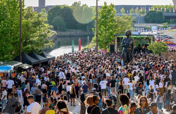 A large crowd gather at The Music is Black Festival