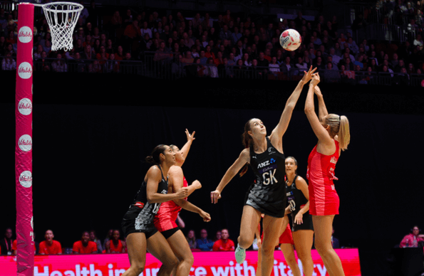 Vitality Roses netball players during a match