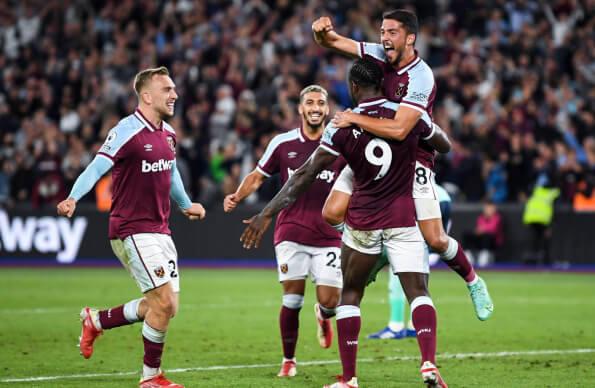 West Ham players celebrate in London Stadium