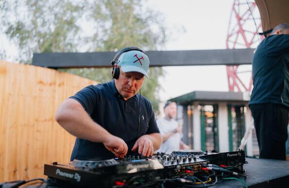 A DJ at the West Ham fan zone