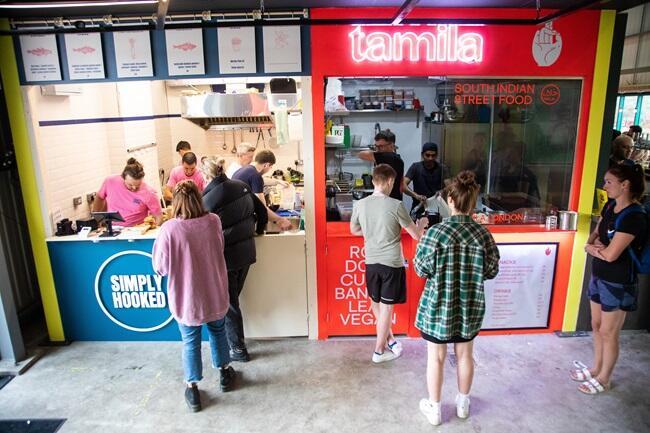 Hackney bridge street food stalls