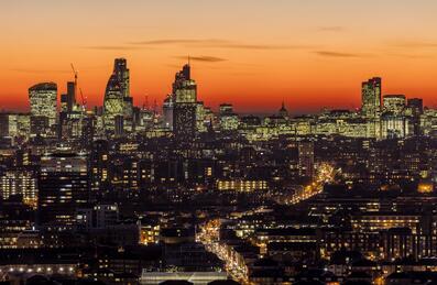Sunset over London skyline