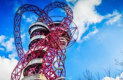 Shot of ArcelorMittal Orbit in the sunshine
