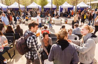 A group of people at an East Village market