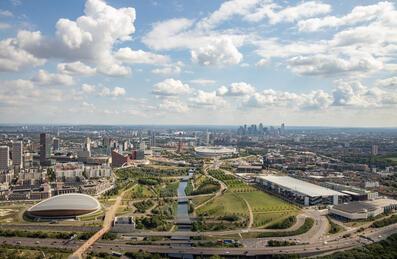 Aerial photo of the Park with the London skyline in the background