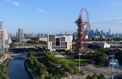 Beautiful shot of the Park, featuring London Stadium and the ArcelorMittal Orbit