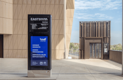 Digital screen on Queen Elizabeth Olympic Park
