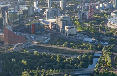 Aerial shot of Queen Elizabeth Olympic Park