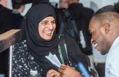 A group of people at a Diversity in Tech event