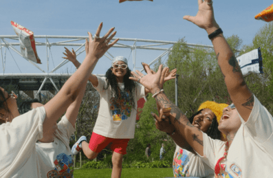 A group of friends outside London Stadium