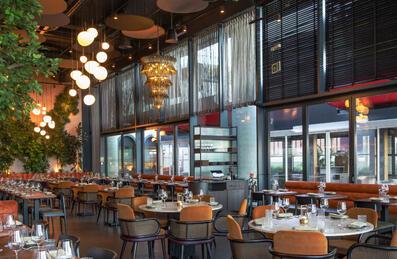 An elegant interior of the HERA restaurant