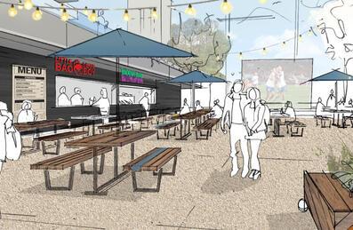 Artist render of cafe