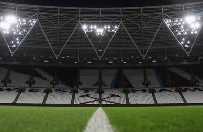 A view of the London Stadium pitch and stand behind