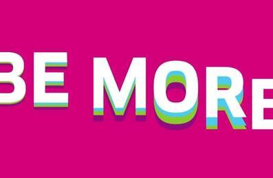 Be More logo on a pink background