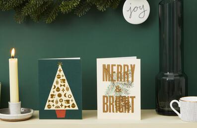 cards and presents on a mantlepiece