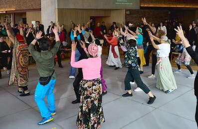 People taking part in a dance class at The Dance Floor Sadler's Wells East