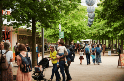 Photo of people walking on Queen Elizabeth Olympic Park