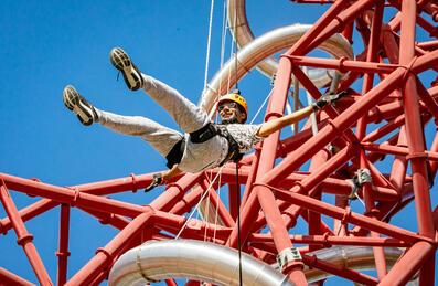 Man descending from the ArcelorMittal Orbit
