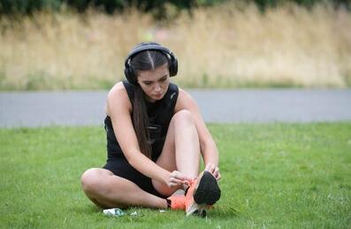 Woman getting ready for a run