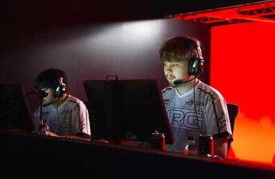 Two players competing in esports at Copper Box Arena