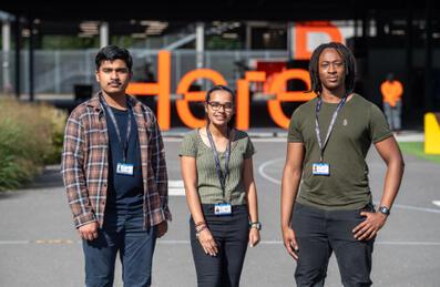 Students from Staffordshire University London on Here East Campus