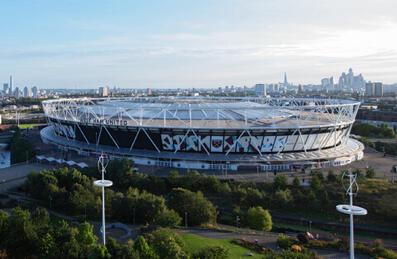 A blue sky above the London Stadium