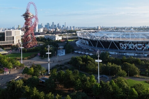 Beautiful shot of ArcelorMittal Orbit and London Stadium